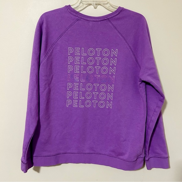 Peloton Pullover Sweatshirt Purple w/ pink & white logo size medium. - Picture 1 of 3